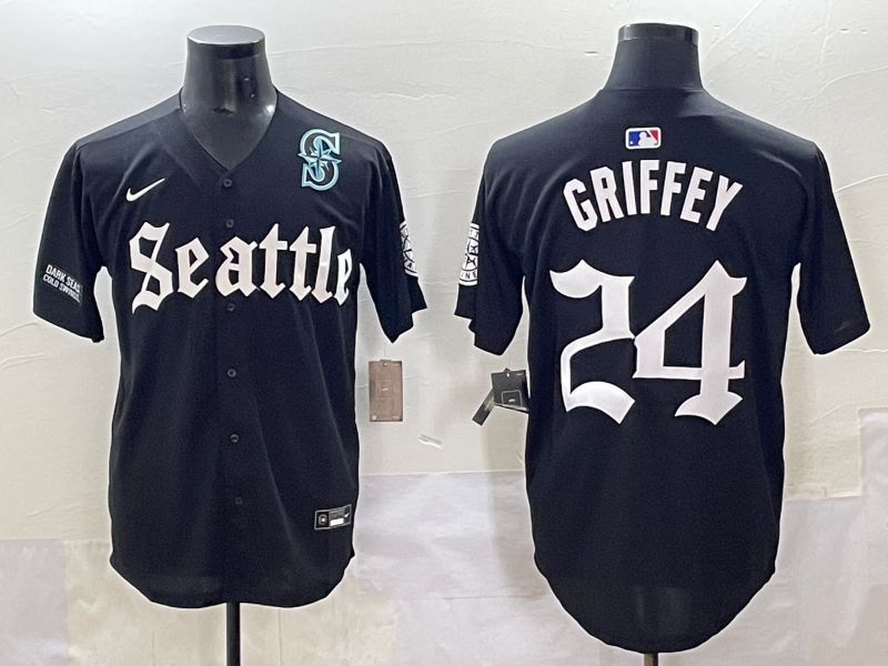 Men 2025 Seattle Mariners 24 Griffey Black Five generations Joint Name Nike MLB Jersey style 18